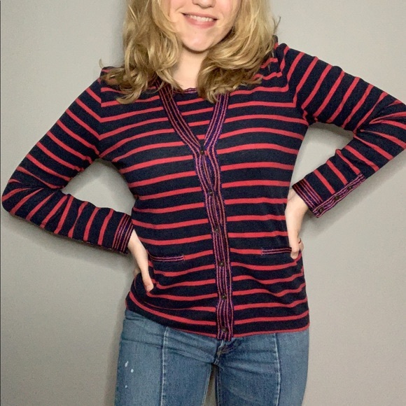 JCrew Jackie Striped Cardigan &Top Set - Picture 2 of 2